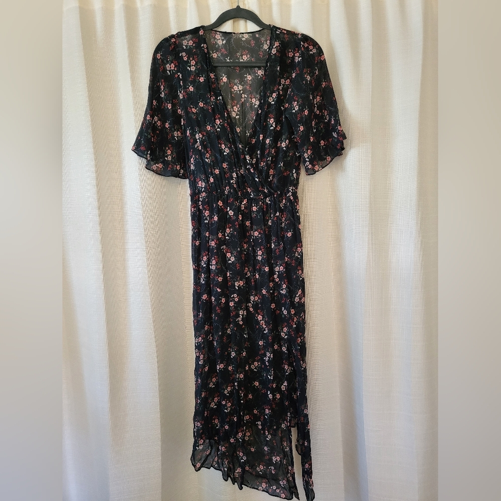 Floral sheer black dress